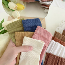 批发新品袜子女中筒袜纯棉春秋黑色ins潮女士月子长袜秋季堆堆袜