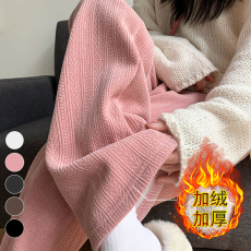 批发麦穗条提花复合真超 奶fufu阔腿裤<b class='q'>女</b>春秋冬高腰垂感休闲裤