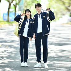 批发大量  实拍#情侣装秋冬季卫衣外套套装学生班服运动会三件套