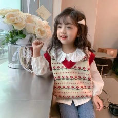 批发女童秋季条纹针织开衫2024<b class='q'>春</b>秋新款儿童洋气时髦毛衣女宝宝上衣潮