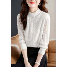 批发实拍◆有◆仙气重工刺绣桑蚕丝立领木耳领长袖<b class='q'>真丝</b>衬服衫女秋