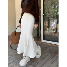 批发实拍 2025秋冬季韩版高腰显廋<b class='q'>中长款</b>a字裙毛线裙针织半身裙超修身