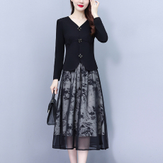 批发2026年秋<b class='q'>新款</b>大码女装小香风气质显瘦长袖胖妹妹碎花裙时尚两件套