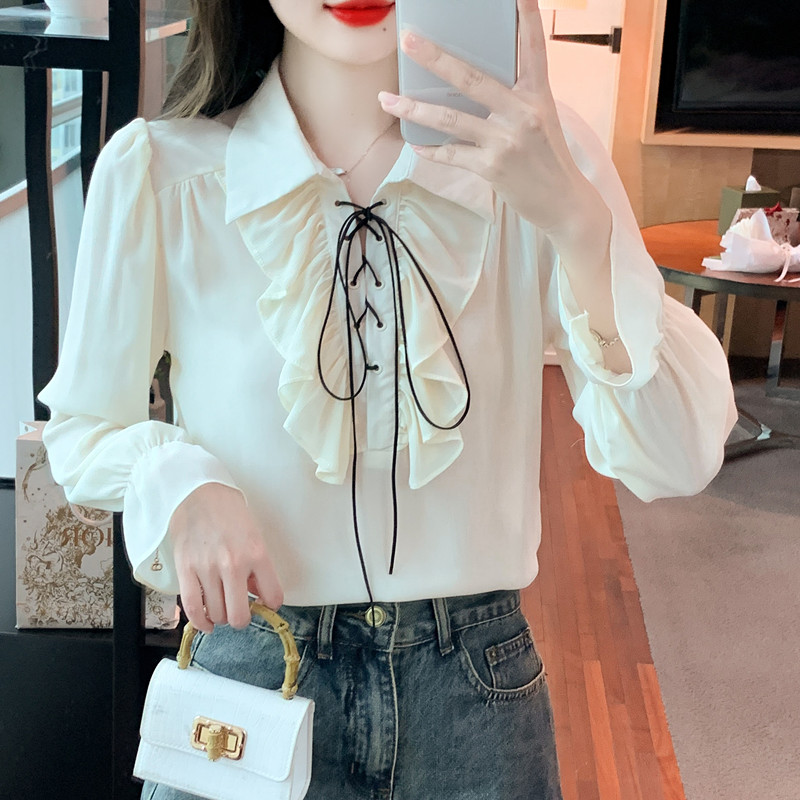 PF29465#法式淑女气质设计感小众衬衫别致上衣洋气小衫女裝貨源服裝批發