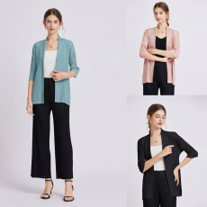 批发实拍三宅褶皱秋冬新品小西装七分袖外套舒适优雅修身上衣