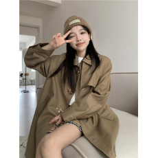 批发实拍实价~2025新款<b class='q'>风衣</b>外套女小个子显瘦短款英伦风时尚气质外套