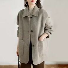 批发小个子灰色毛呢子外套2026秋冬季新款韩版气质休闲呢子大衣女装
