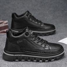 批发2023秋冬季新款马丁鞋皮面<b class='q'>运动</b>鞋厚底休闲鞋男鞋货号