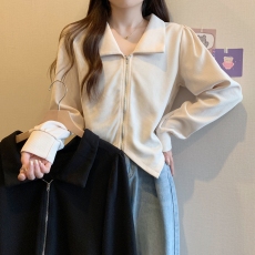 批发实拍2026秋装大码女装华夫格不规则燕尾<b class='q'>外套</b><b class='q'>显瘦</b>上衣