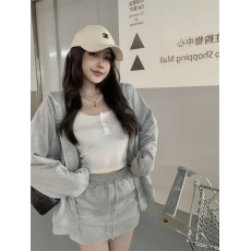 批发实价实拍 休闲运动2023秋季新款连帽卫衣外套上衣套装半身裙女