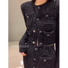 批发高定<b class='q'>赵</b><b class='q'>丽</b><b class='q'>颖</b><b class='q'>同款</b>亮片短款开衫短裙SP针织套装秋装搭配一整套