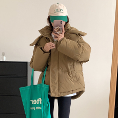 爱心短款羽绒棉服女设计感小众2022冬季宽松情侣款面包服