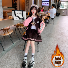 批发<b class='q'>女童</b>棒<b class='q'>球</b>服套装秋装外套2025新款儿童装韩版网红春秋百褶裙两件套