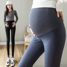 批发实拍 孕妇裤子外穿春秋鲨鱼皮高弹九分裤蜂窝腰托腹弹力<b class='q'>长裤</b>