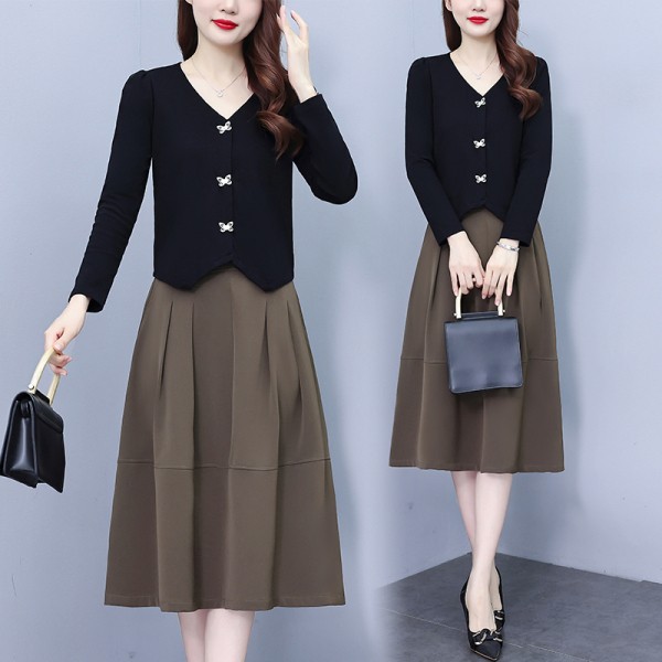 RM22472#新款时尚两件套韩版修身显瘦大码连衣裙女装
