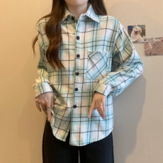 批发实拍2025秋<b class='q'>冬</b>装格子衬衫设计感小众法式衬衣长袖上衣M-4XL200斤