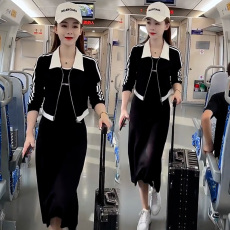 批发官图  休闲时尚中长款<b class='q'>连衣裙</b>套装女士2026秋季新款洋气长裙两件套