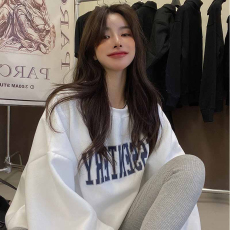 批发冬季<b class='q'>个性</b>字母印花慵懒风<b class='q'>T</b><b class='q'>恤</b>卫衣加绒加厚上衣 250克大卫衣