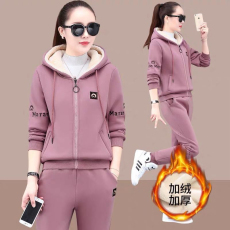 批发加绒加厚卫衣套装女2025<b class='q'>秋</b>冬加绒加厚保暖时尚大码休闲运动两件套