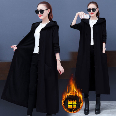 批发2026新款加绒加厚保暖复古民族风风衣<b class='q'>外套</b><b class='q'>女</b>秋冬长款加绒<b class='q'>大</b>码外搭