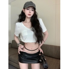 批发实拍实价 <b class='q'>婴儿</b>触感宽松口袋套头百搭t恤设计感低腰丁字皮裙<b class='q'>短裤</b>