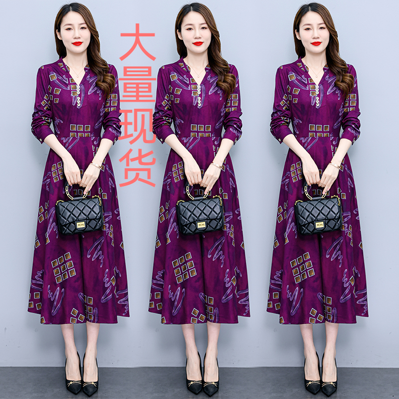 MY13338# 新款韩版修身显瘦中长款女装时尚长袖连衣裙女裝貨源服裝批發