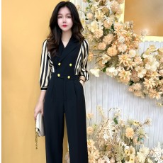 批发<b class='q'>连体</b>裤女2026新款春秋时尚休闲气质撞色长袖条纹<b class='q'>连体</b>高腰直筒裤