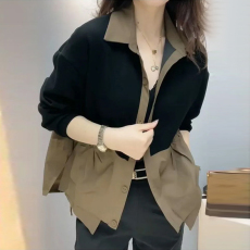 批发官图2026春秋季新款女士短<b class='q'>外套</b>开衫中老年妈妈假两件女装洋气减龄