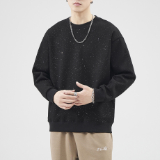 批发满天星新卫衣男秋冬高端全身花男圆领星空亮片上衣长袖T恤男潮牌