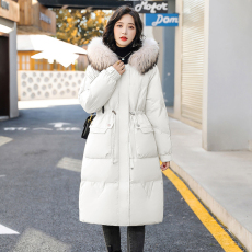 白鸭绒 2023冬季新款韩版羽绒服女 大码加厚抽绳显瘦中长款外套