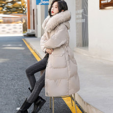 白鸭绒 2023冬季新款韩版羽绒服女 大码加厚抽绳显瘦中长款外套