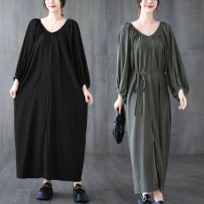 批发实拍 2026新款宽松显瘦过膝长款<b class='q'>连衣裙</b>