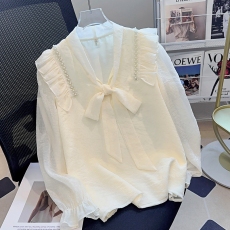 批发早春装2025新款时尚蝴蝶结雪纺<b class='q'>衬衫</b><b class='q'>女士</b>高档漂亮减龄洋气小衫秋款