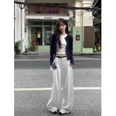 批发独特麻花<b class='q'>针织</b>开衫外套+高腰垂感显瘦休闲阔腿直筒裤