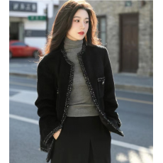 批发秋冬装新款大码女装韩版编织粗花呢休闲<b class='q'>显瘦</b><b class='q'>外套</b>上衣M-4XL200斤