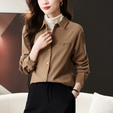 批发实拍磨毛坑条天鹅绒加厚长袖<b class='q'>衬衫</b>女翻领宽松落肩版型<b class='q'>衬衣</b>叠穿内搭