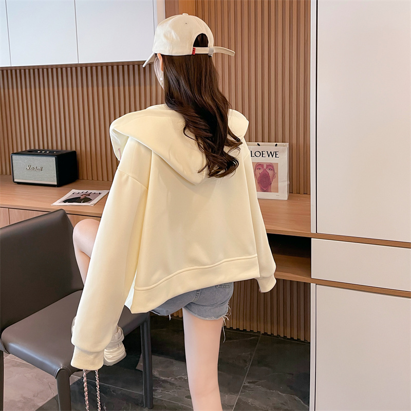 Actual shot of the first imitation cotton Chinese cotton hooded cardigan sweatshirt new letter loose hooded sweatshirt