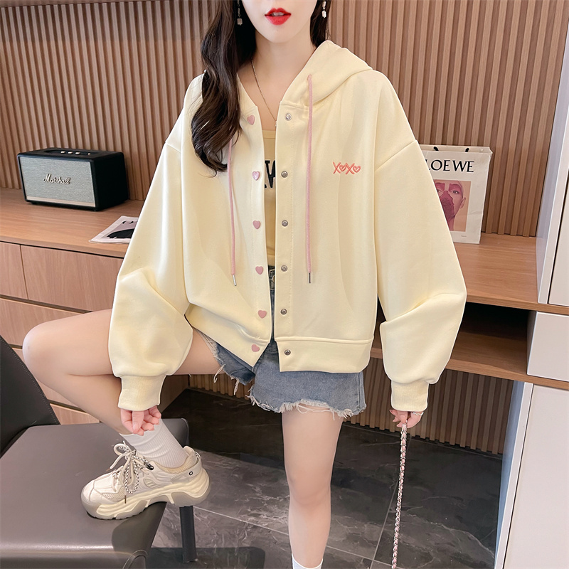 Actual shot of the first imitation cotton Chinese cotton hooded cardigan sweatshirt new letter loose hooded sweatshirt