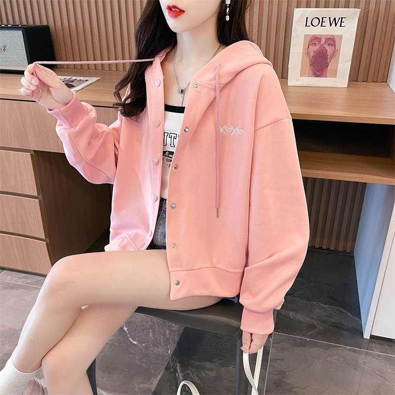 Actual shot of the first imitation cotton Chinese cotton hooded cardigan sweatshirt new letter loose hooded sweatshirt