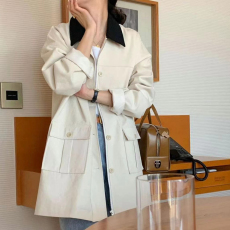 批发清仓特价 不退不换 复古翻领拉链经典撞色双口袋宽松百搭<b class='q'>风衣</b>外套