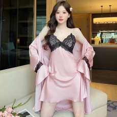 批发春秋<b class='q'>性感</b>吊带<b class='q'>睡裙</b>睡袍两件套夏季睡衣女冰丝薄款美背高级感家居服
