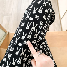 批发高腰垂感阔腿拖地裤子女春<b class='q'>秋</b>新款小兔印花显瘦休闲直筒裤