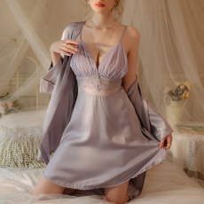 批发春秋季性感睡衣女吊带睡裙睡袍两件套<b class='q'>夏</b>蕾丝薄款高级感情调家居服