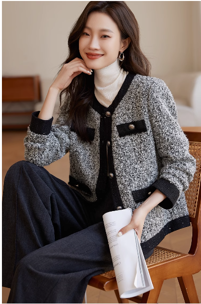 MY16827# 复古气质名媛风粗花呢外套新款小香风外套女士女裝貨源服裝批...