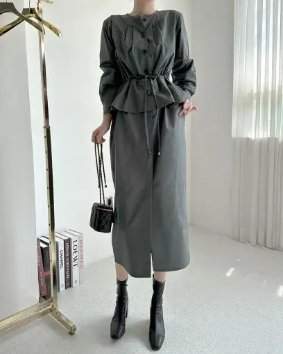 여성용 슬림 A라인 가을 스타일 원피스 상세 이미지 2