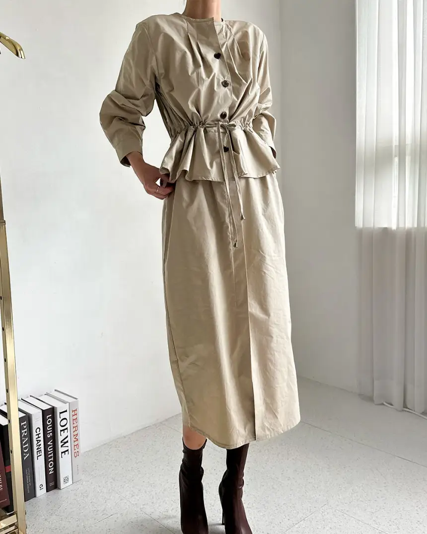 여성용 슬림 A라인 가을 스타일 원피스 상세 이미지 3