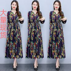 批发实拍2025秋季新款重磅花罗提花真丝<b class='q'>香云纱</b>印花复古<b class='q'>连衣裙</b>女