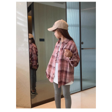 批发春秋季儿童格子衬衫刺绣兔子女童衬衣中大童薄款开衫外套
