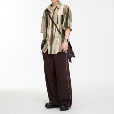 批发美式裤子男国<b class='q'>潮</b>宽松高级感西裤休闲百搭垂坠感条纹阔腿裤