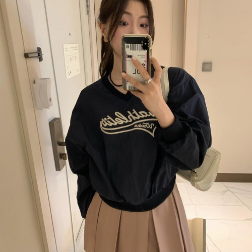 있음 선적 chic 다용도 자수 알파벳 루즈핏 한국 스타일 맨위